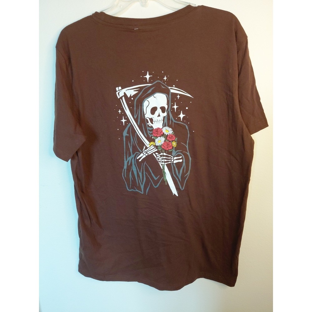 Taco Tuesday T-Shirt Skull Acid Wash Men's Sz L Brown Goth NWT